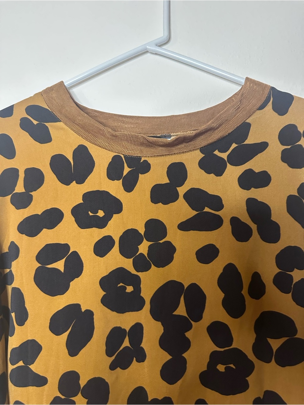 Who What Wear Tan Leopard Midi Dress with Black Spots - Picture 3 of 5